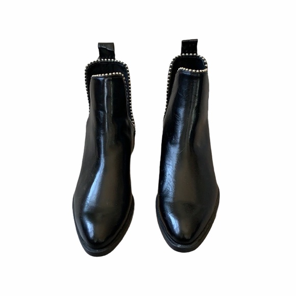 Zara Black Flat Cutout Studded Ankle Boots - Picture 2 of 7